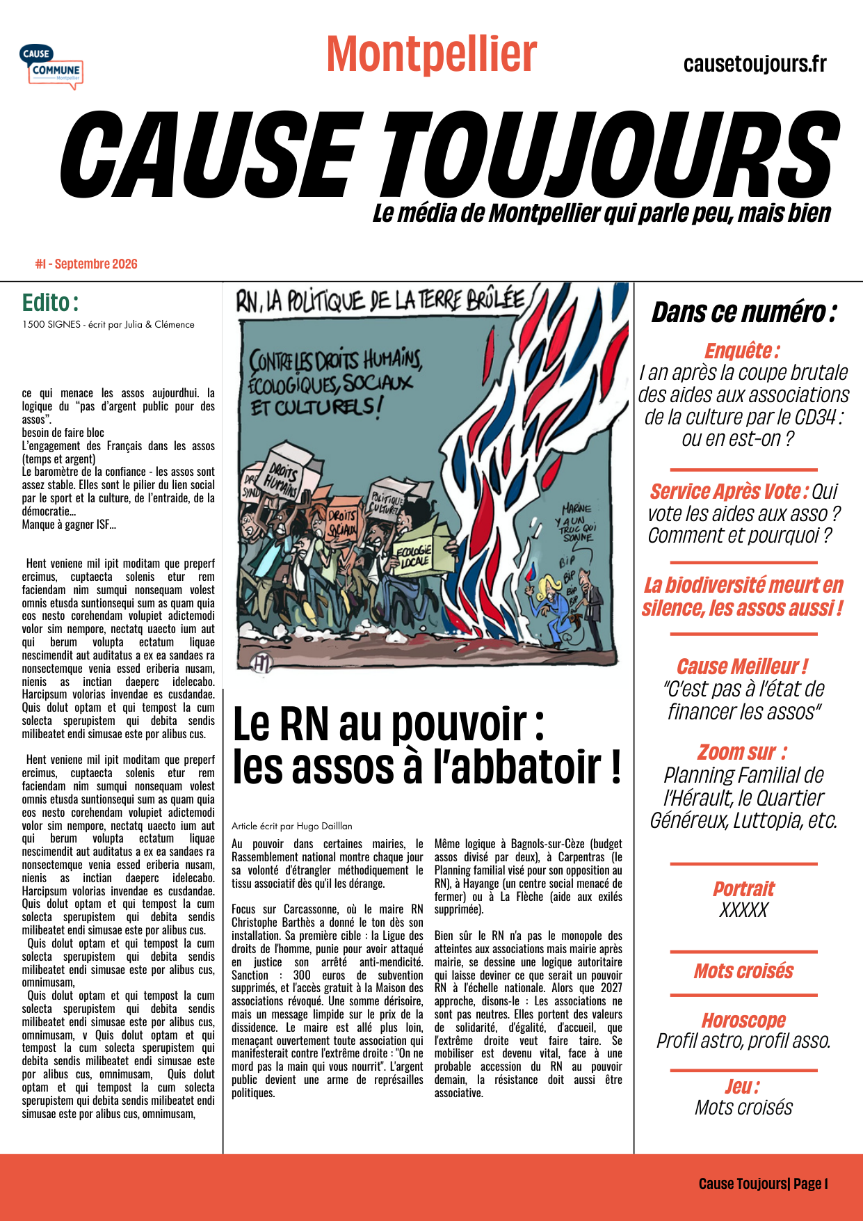 Une du N°001 — Cause Toujours !